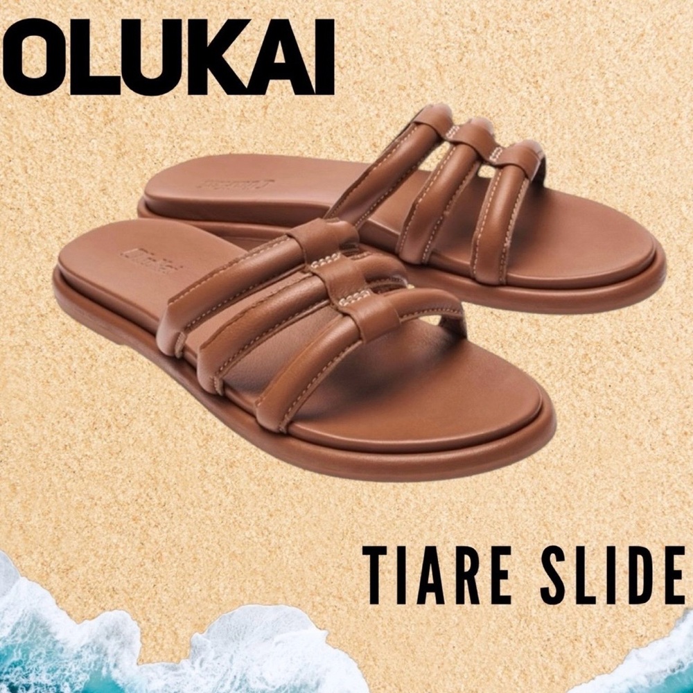 NEW OluKai Tiare Slide Sandals in Rich Brown Size 7 NWT